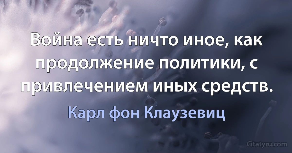 Война есть ничто иное, как продолжение политики, с привлечением иных средств. (Карл фон Клаузевиц)