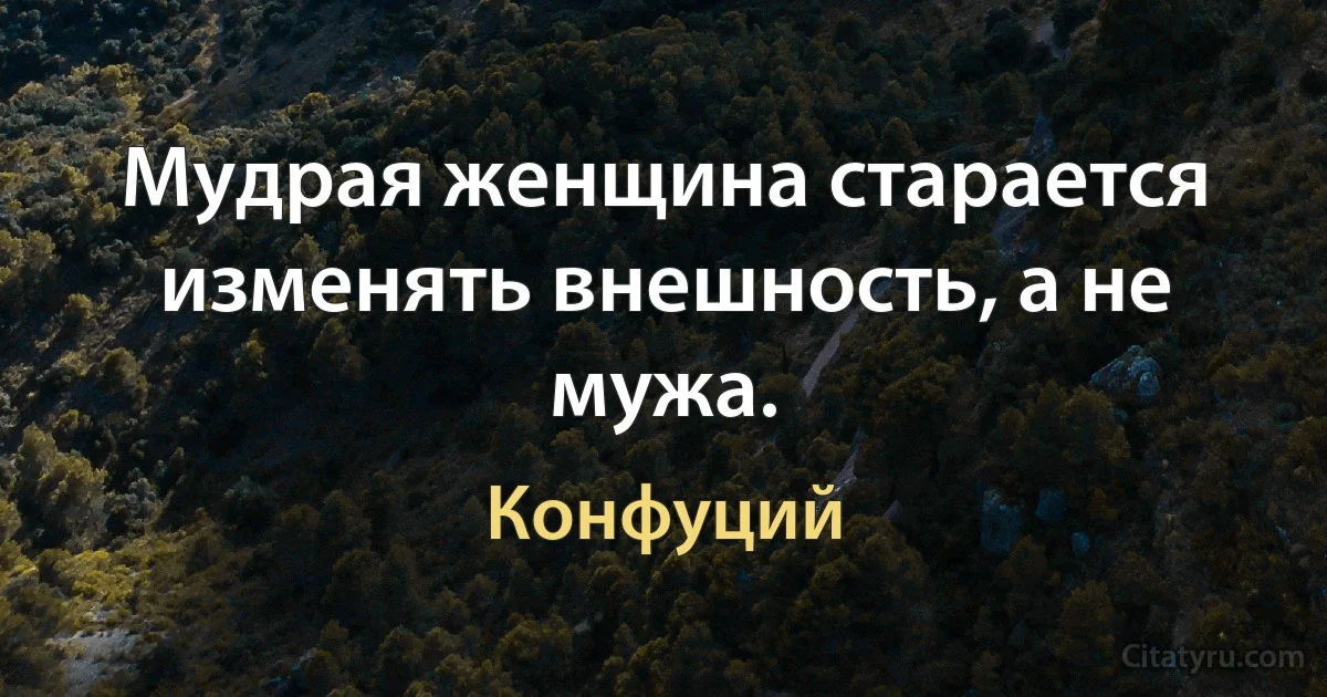 Мудрая женщина старается изменять внешность, а не мужа. (Конфуций)