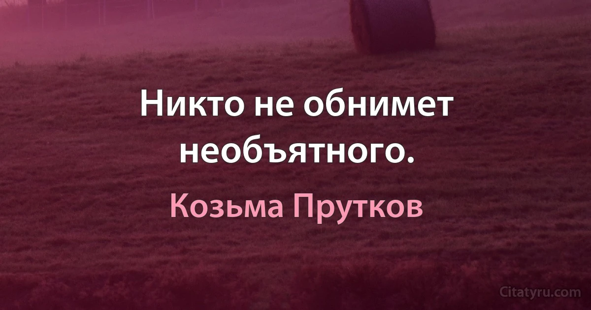 Никто не обнимет необъятного. (Козьма Прутков)