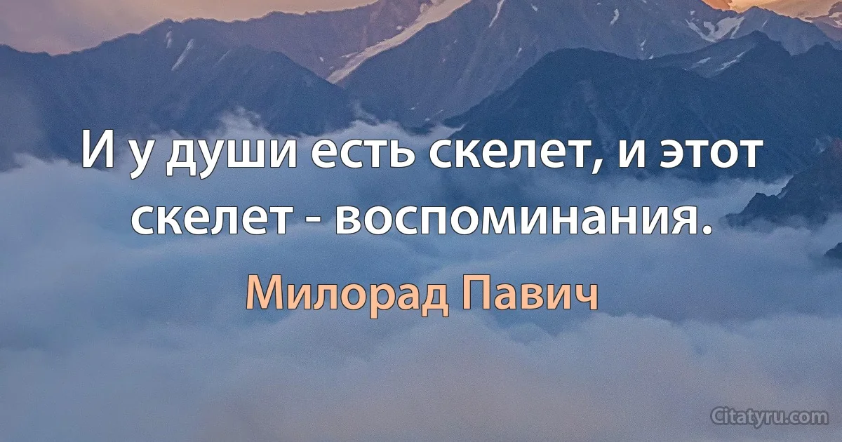 И у души есть скелет, и этот скелет - воспоминания. (Милорад Павич)