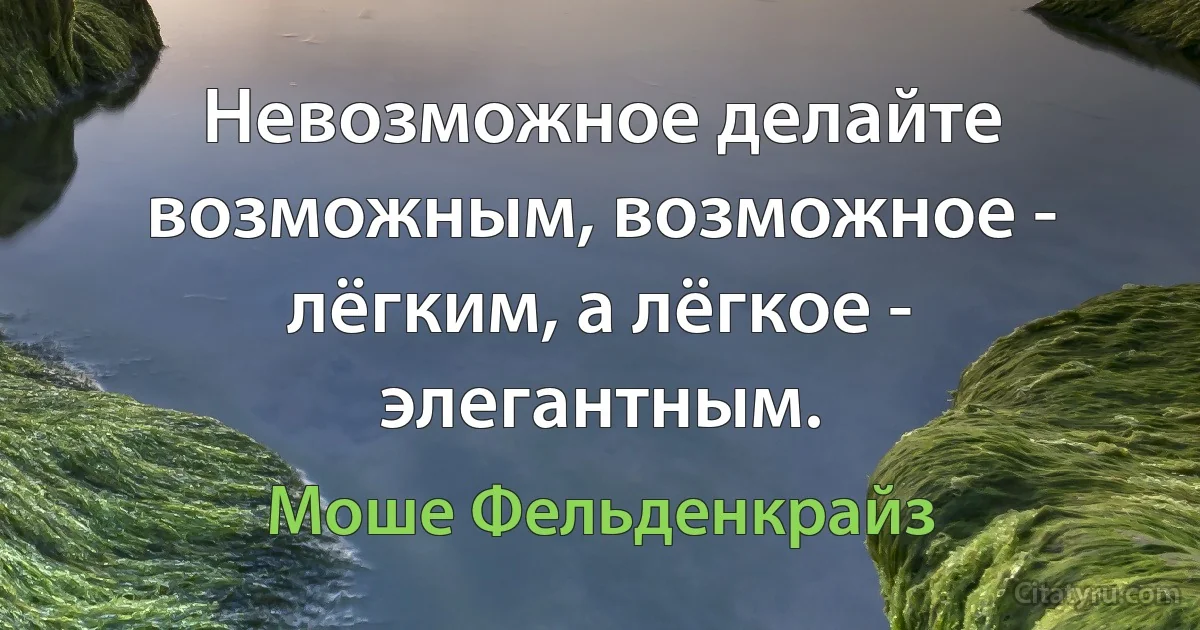 Невозможное делайте возможным, возможное - лёгким, а лёгкое - элегантным. (Моше Фельденкрайз)