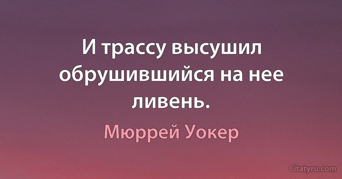 И трассу высушил обрушившийся на нее ливень. (Мюррей Уокер)