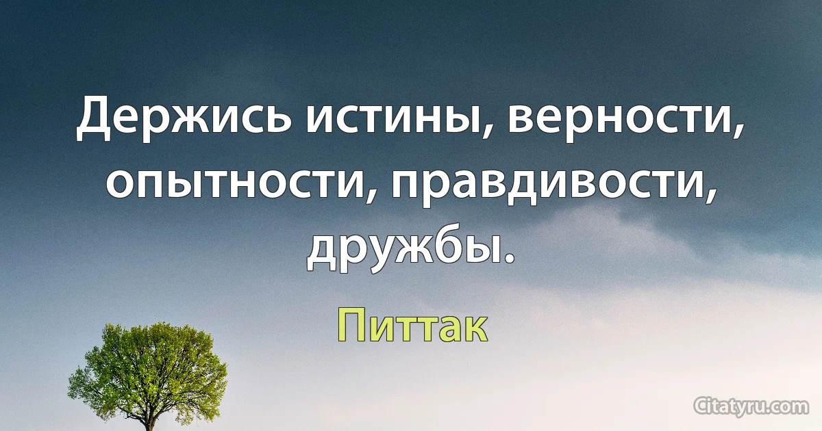 Держись истины, верности, опытности, правдивости, дружбы. (Питтак)