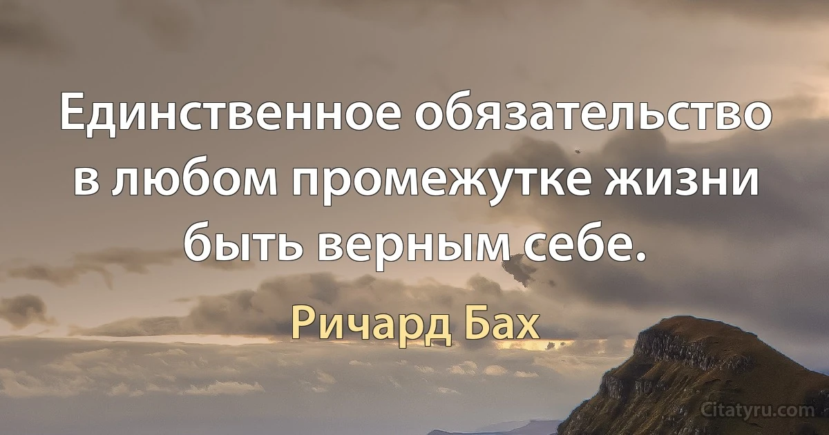 Единственное обязательство в любом промежутке жизни быть верным себе. (Ричард Бах)