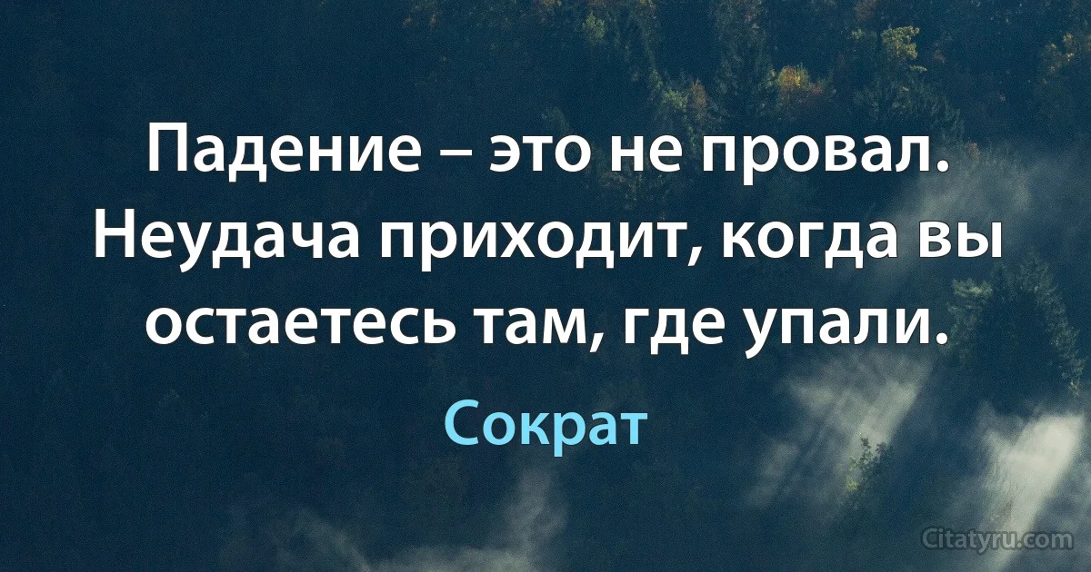 Падение – это не провал. Неудача приходит, когда вы остаетесь там, где упали. (Сократ)