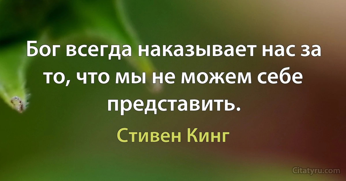 Бог всегда наказывает нас за то, что мы не можем себе представить. (Стивен Кинг)