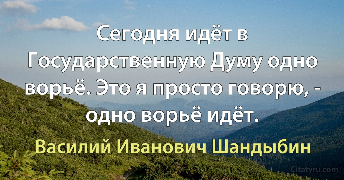 Сегодня идёт в Государственную Думу одно ворьё. Это я просто говорю, - одно ворьё идёт. (Василий Иванович Шандыбин)