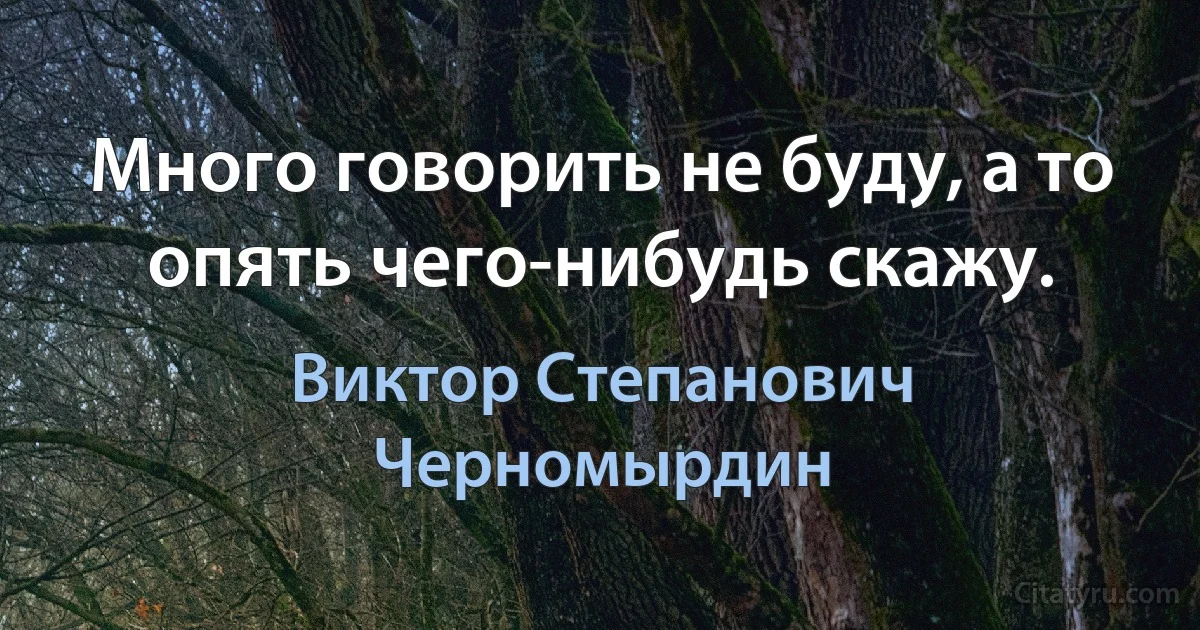 Много говорить не буду, а то опять чего-нибудь скажу. (Виктор Степанович Черномырдин)