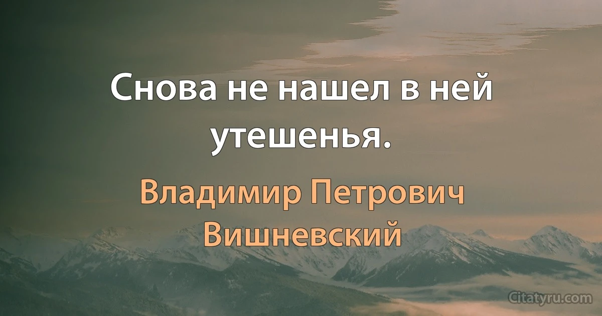 Cнова не нашел в ней утешенья. (Владимир Петрович Вишневский)