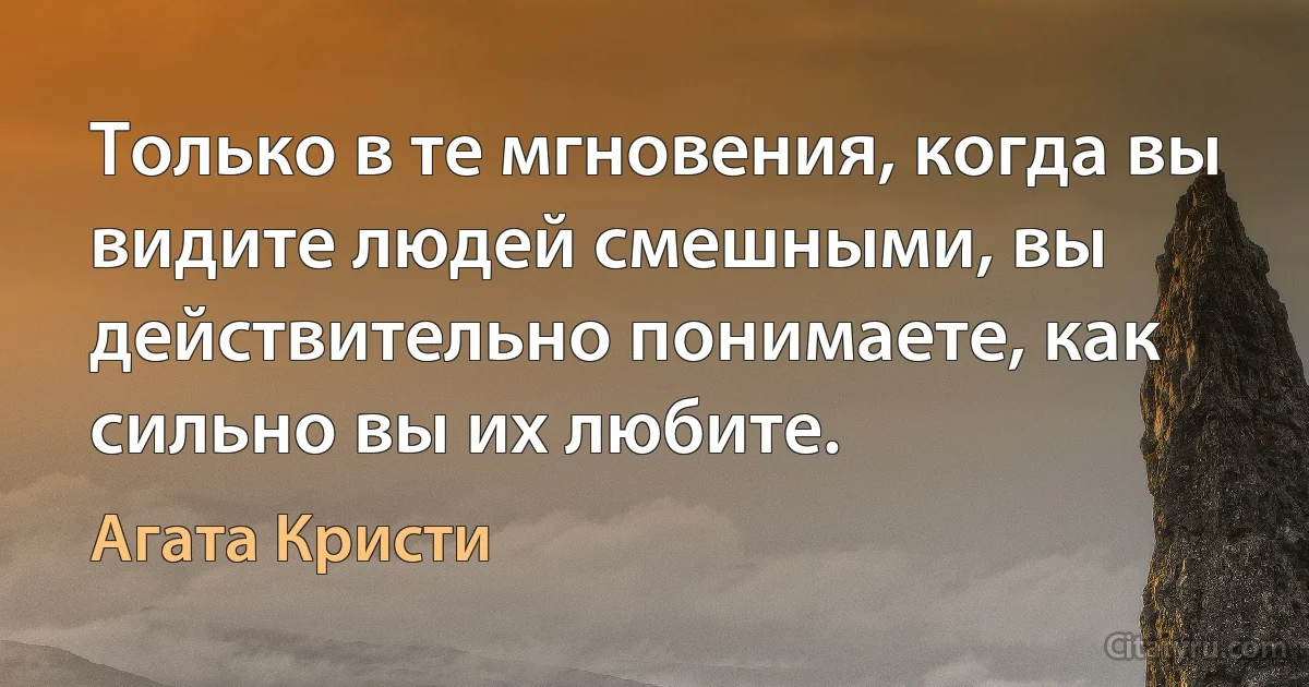 Только в те мгновения, когда вы видите людей смешными, вы действительно понимаете, как сильно вы их любите. (Агата Кристи)