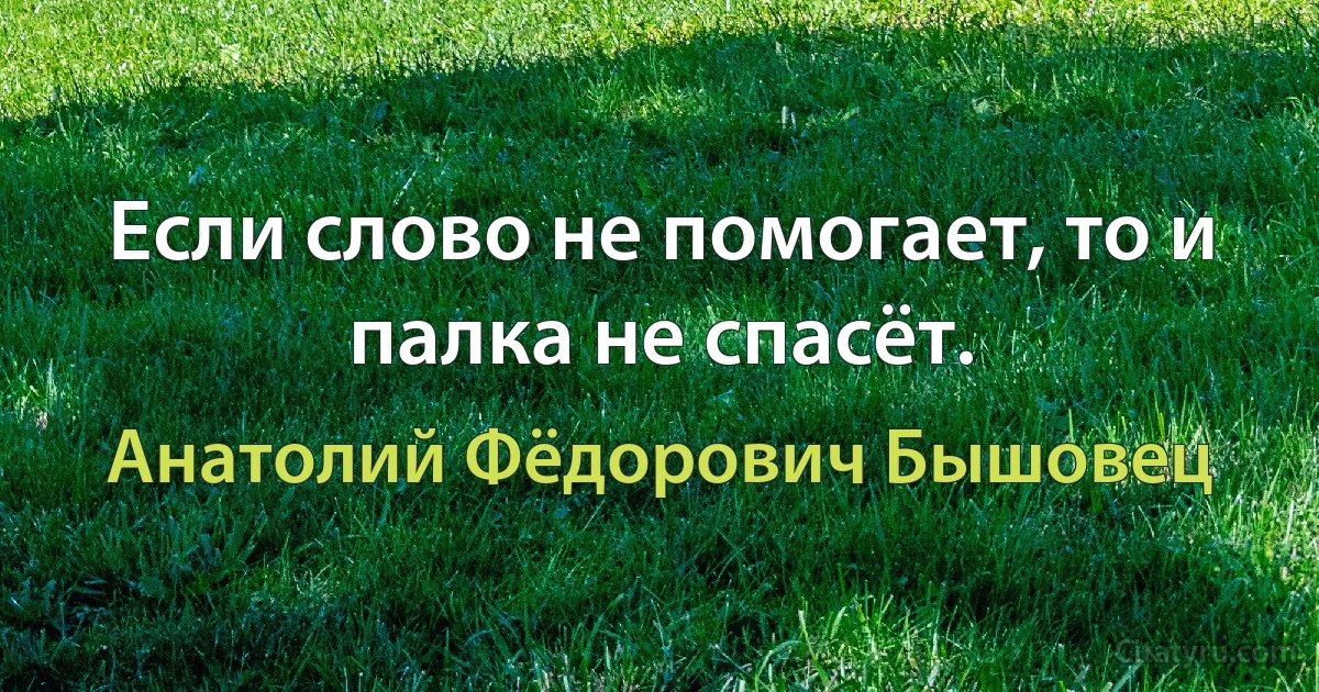 Если слово не помогает, то и палка не спасёт. (Анатолий Фёдорович Бышовец)