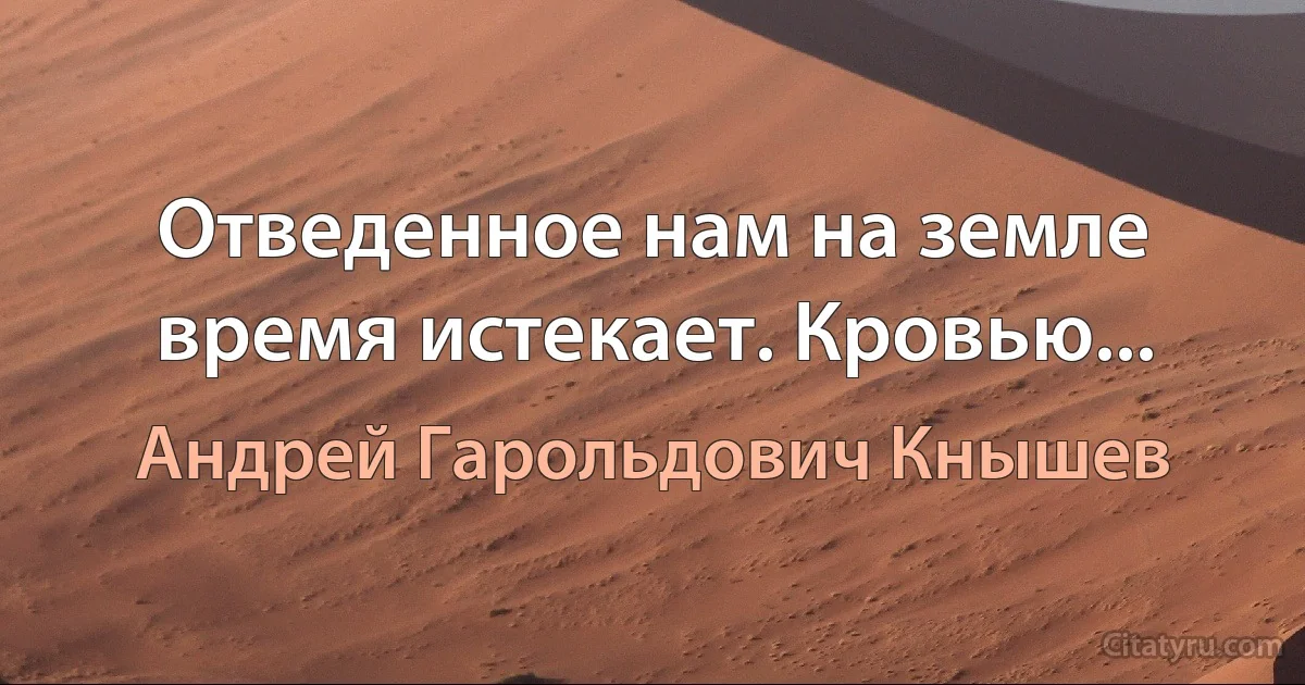 Отведенное нам на земле время истекает. Кровью... (Андрей Гарольдович Кнышев)