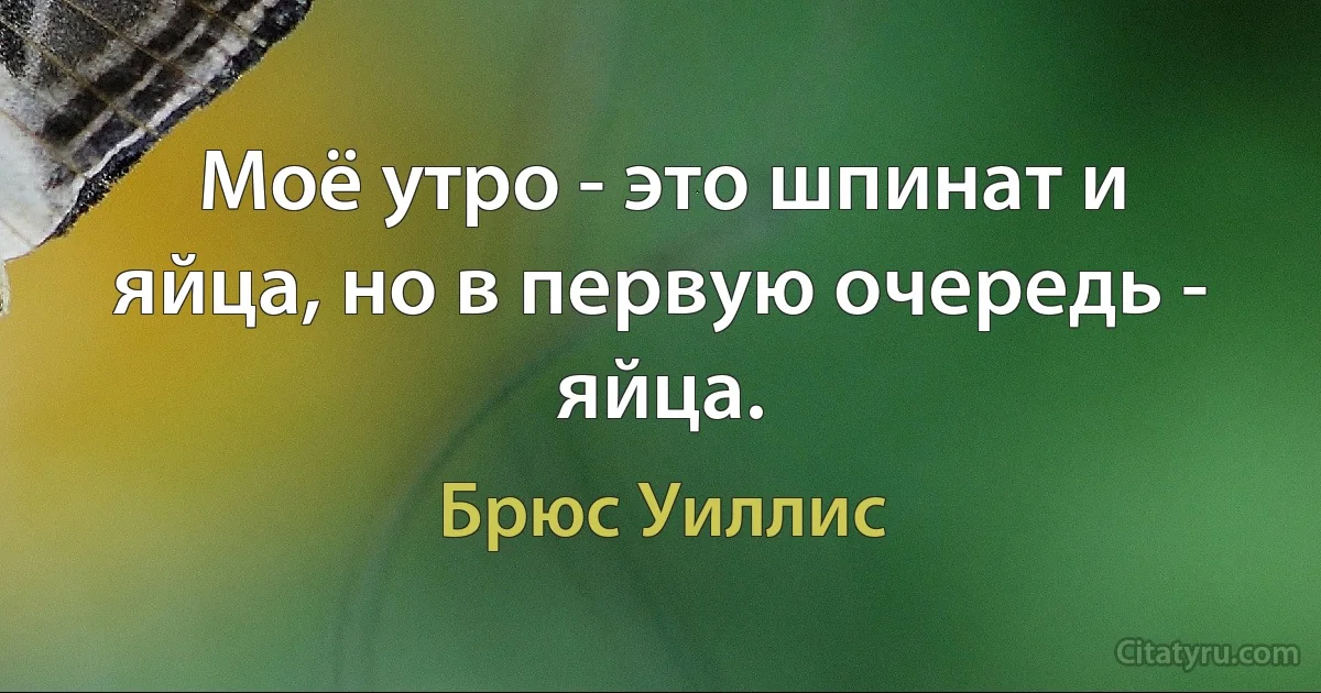 Моё утро - это шпинат и яйца, но в первую очередь - яйца. (Брюс Уиллис)