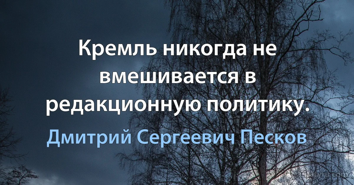 Кремль никогда не вмешивается в редакционную политику. (Дмитрий Сергеевич Песков)