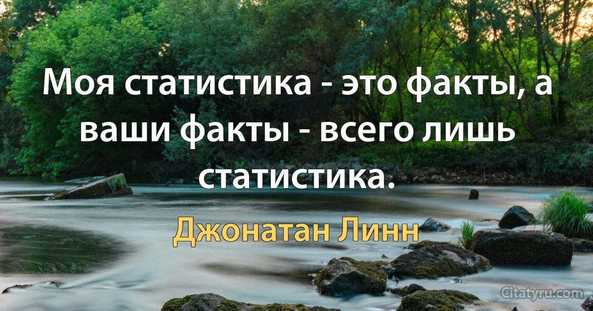 Моя статистика - это факты, а ваши факты - всего лишь статистика. (Джонатан Линн)