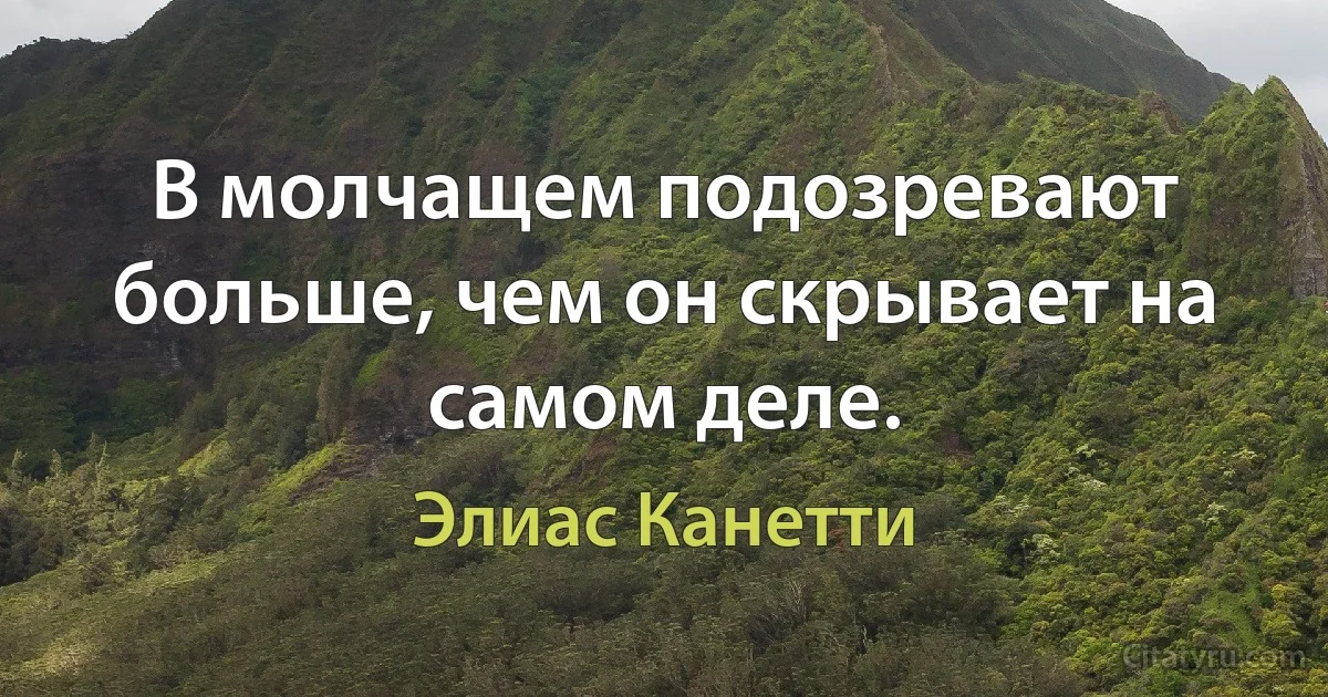 В молчащем подозревают больше, чем он скрывает на самом деле. (Элиас Канетти)