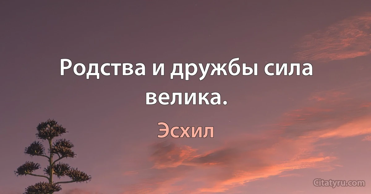 Родства и дружбы сила велика. (Эсхил)