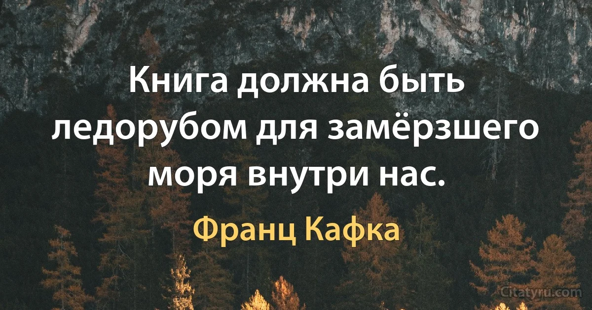 Книга должна быть ледорубом для замёрзшего моря внутри нас. (Франц Кафка)