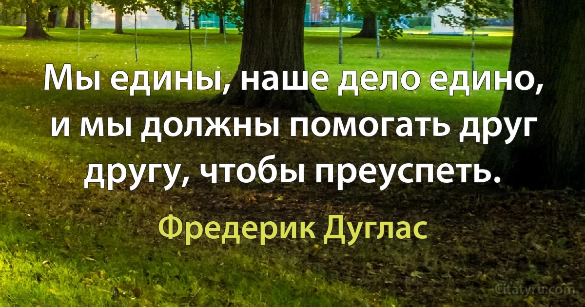 Мы едины, наше дело едино, и мы должны помогать друг другу, чтобы преуспеть. (Фредерик Дуглас)