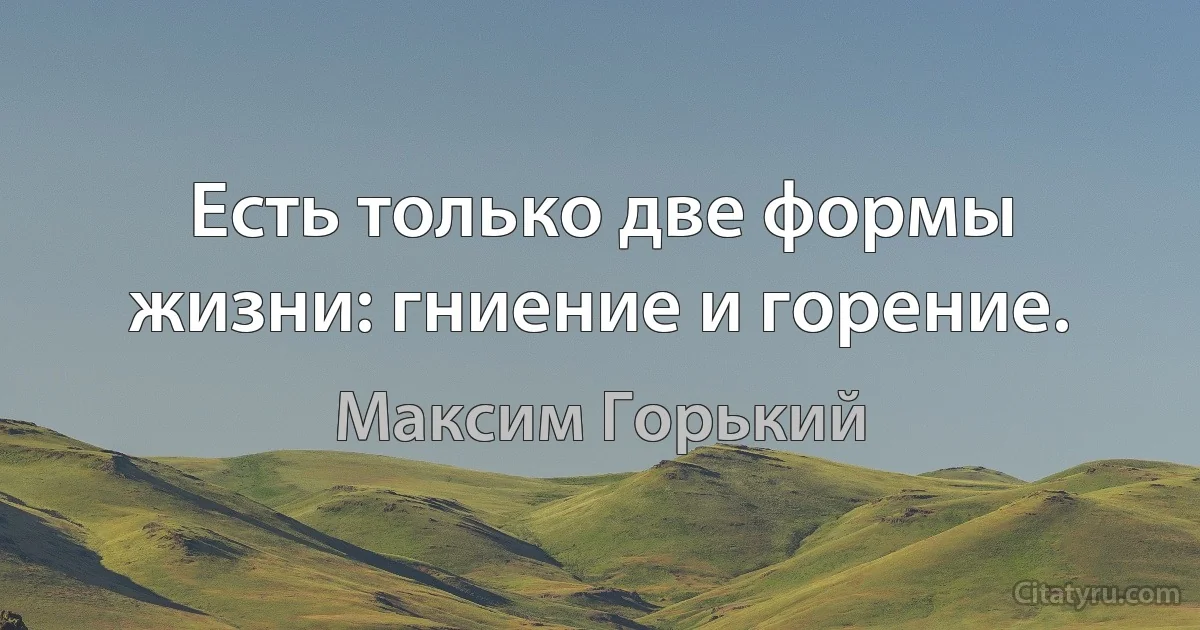 Есть только две формы жизни: гниение и горение. (Максим Горький)