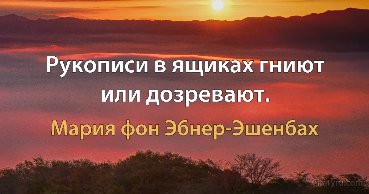 Рукописи в ящиках гниют или дозревают. (Мария фон Эбнер-Эшенбах)