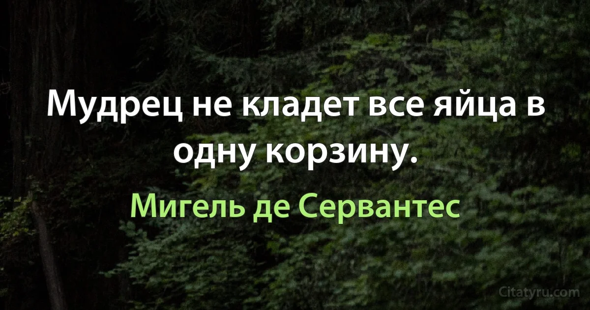 Мудрец не кладет все яйца в одну корзину. (Мигель де Сервантес)