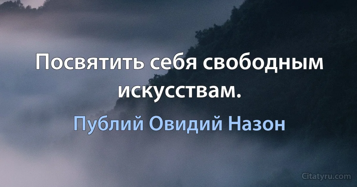 Посвятить себя свободным искусствам. (Публий Овидий Назон)