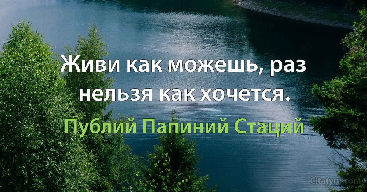 Живи как можешь, раз нельзя как хочется. (Публий Папиний Стаций)