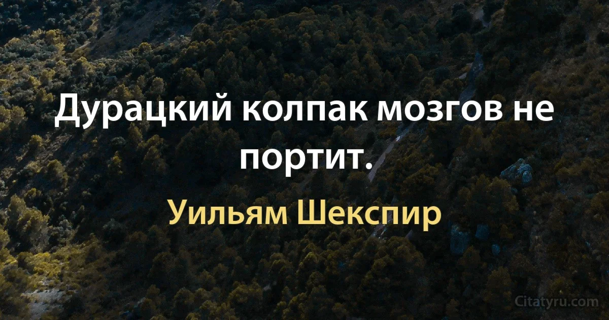 Дурацкий колпак мозгов не портит. (Уильям Шекспир)