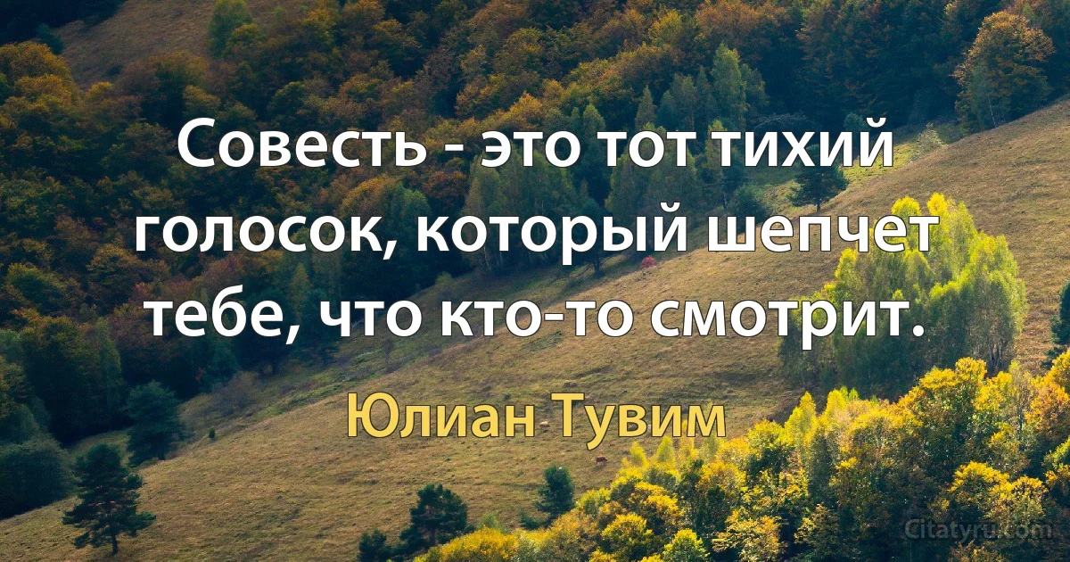 Совесть - это тот тихий голосок, который шепчет тебе, что кто-то смотрит. (Юлиан Тувим)