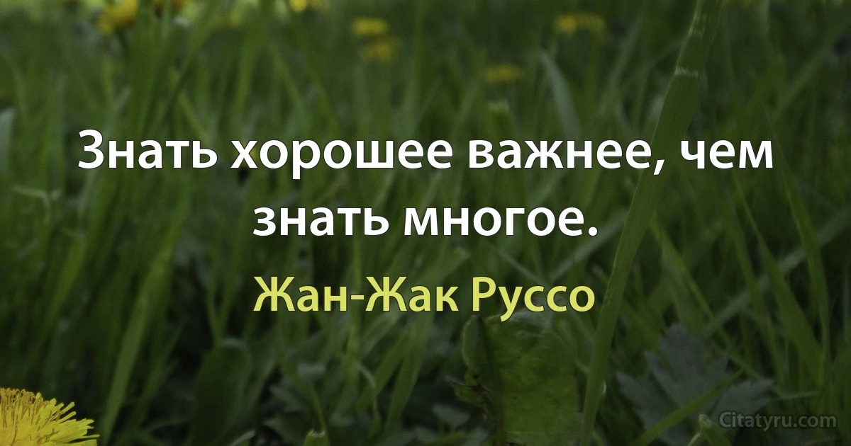 Знать хорошее важнее, чем знать многое. (Жан-Жак Руссо)