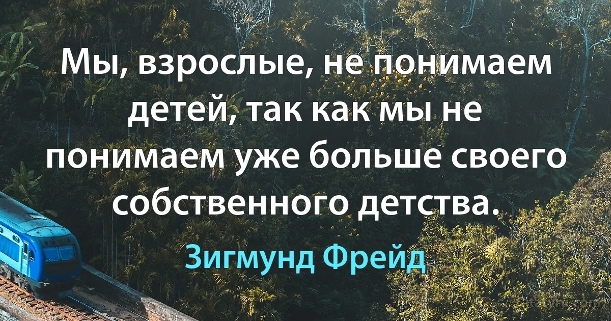 Мы, взрослые, не понимаем детей, так как мы не понимаем уже больше своего собственного детства. (Зигмунд Фрейд)