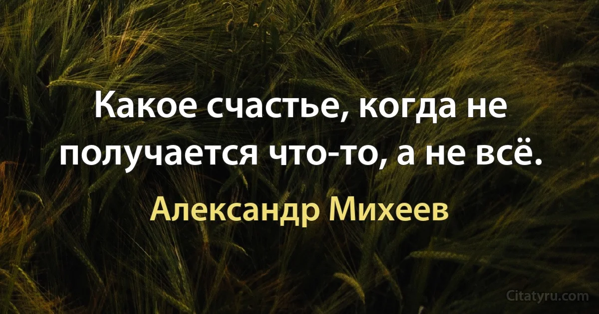 Какое счастье, когда не получается что-то, а не всё. (Александр Михеев)