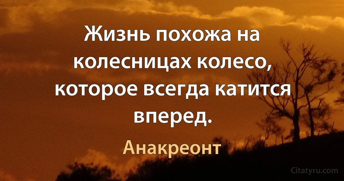 Жизнь похожа на колесницах колесо, которое всегда катится вперед. (Анакреонт)