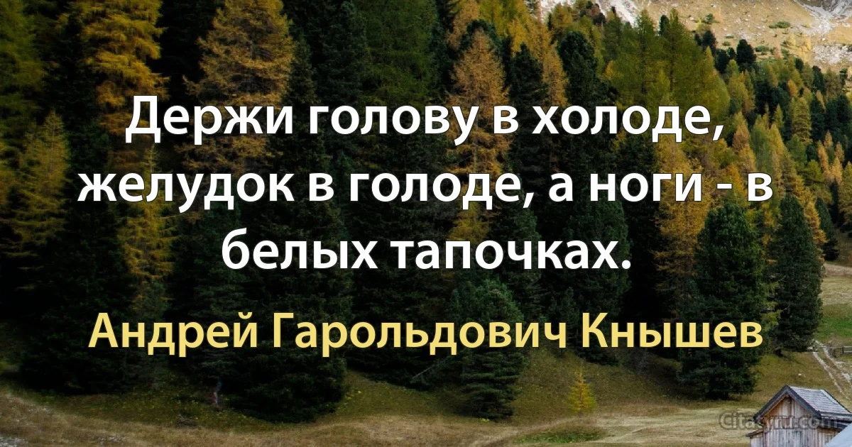 Держи голову в холоде, желудок в голоде, а ноги - в белых тапочках. (Андрей Гарольдович Кнышев)