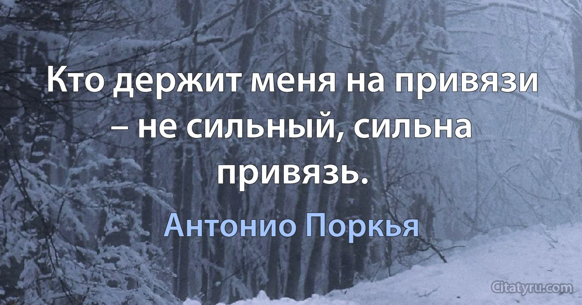 Кто держит меня на привязи – не сильный, сильна привязь. (Антонио Поркья)