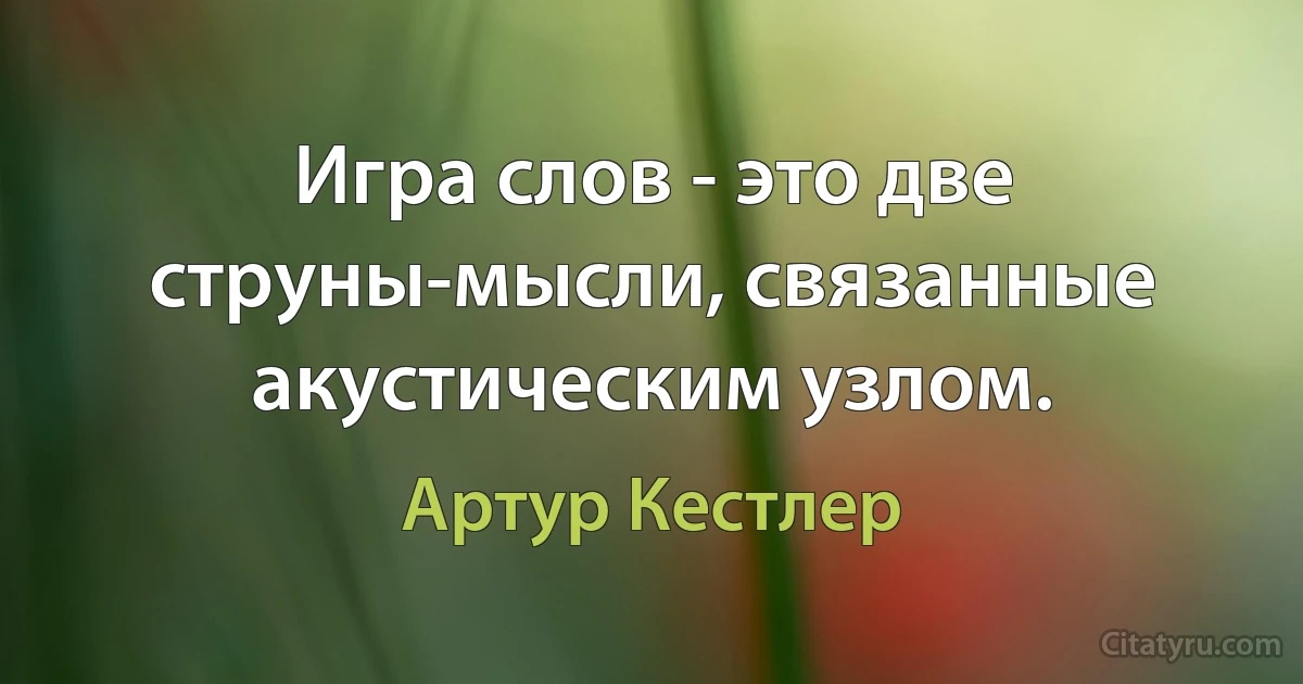 Игра слов - это две струны-мысли, связанные акустическим узлом. (Артур Кестлер)