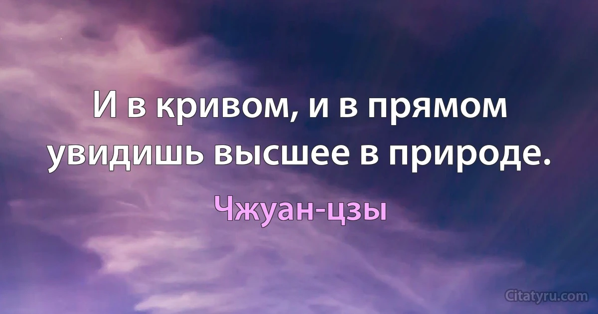 И в кривом, и в прямом увидишь высшее в природе. (Чжуан-цзы)