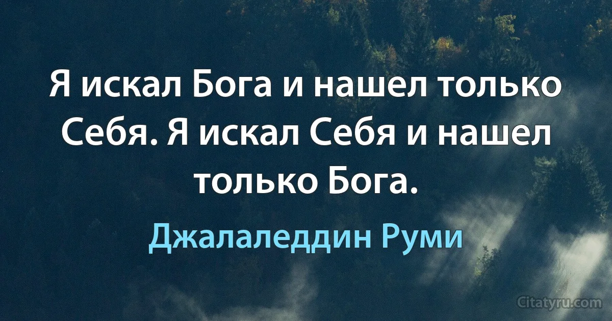 Я искал Бога и нашел только Cебя. Я искал Cебя и нашел только Богa. (Джалаледдин Руми)