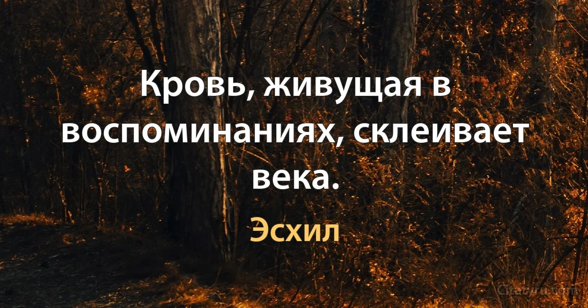 Кровь, живущая в воспоминаниях, склеивает века. (Эсхил)