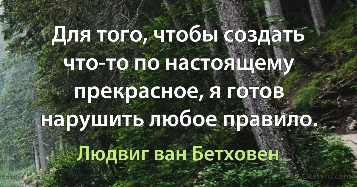 Для того, чтобы создать что-то по настоящему прекрасное, я готов нарушить любое правило. (Людвиг ван Бетховен)