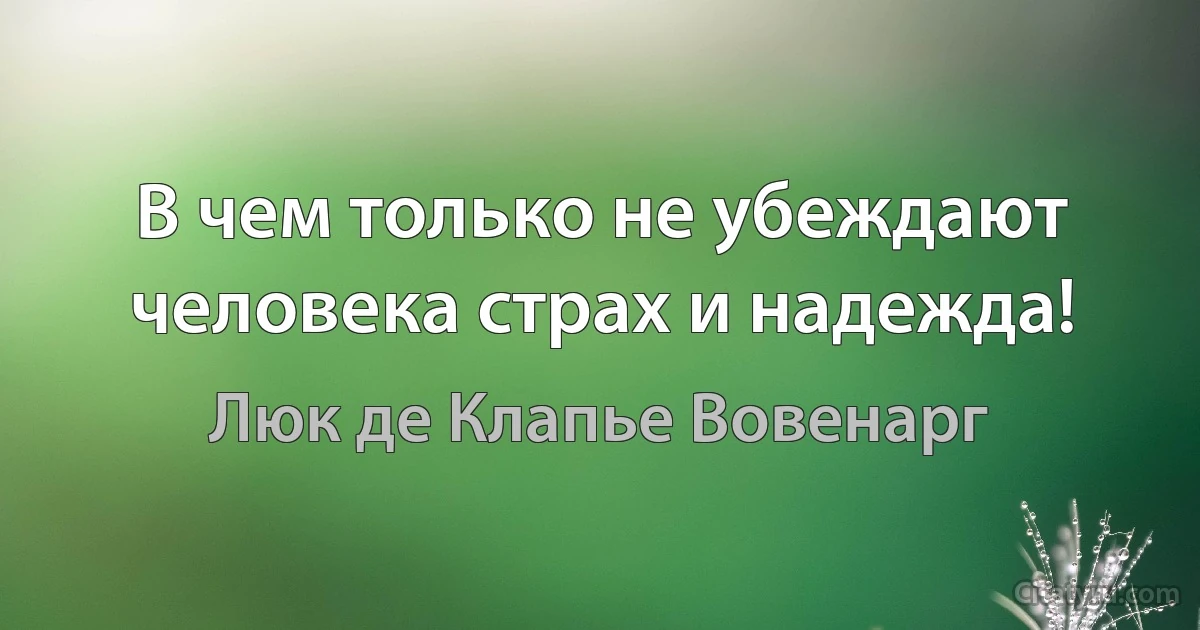 В чем только не убеждают человека страх и надежда! (Люк де Клапье Вовенарг)