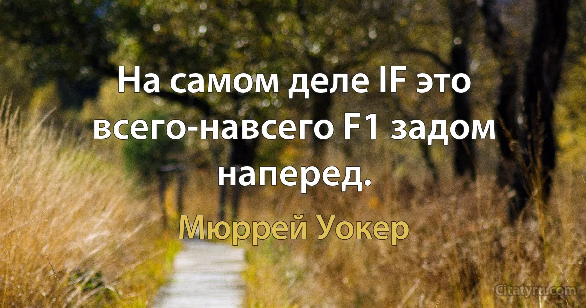 На самом деле IF это всего-навсего F1 задом наперед. (Мюррей Уокер)