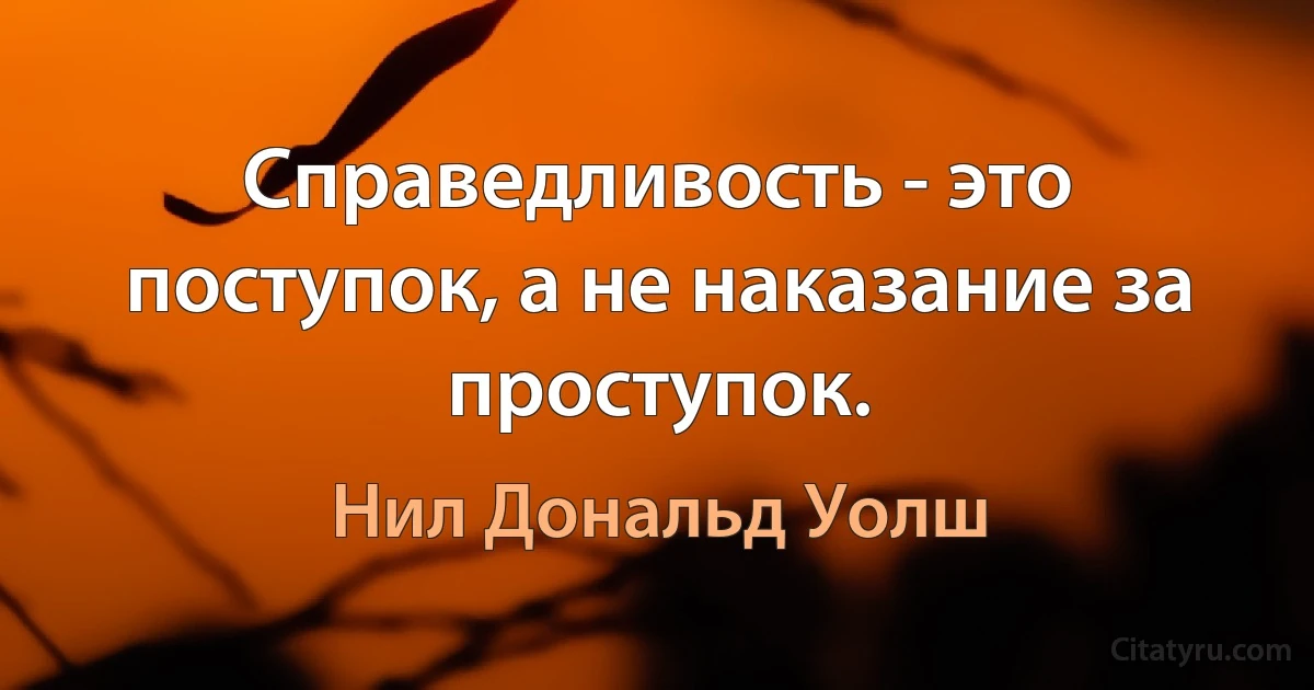 Справедливость - это поступок, а не наказание за проступок. (Нил Дональд Уолш)