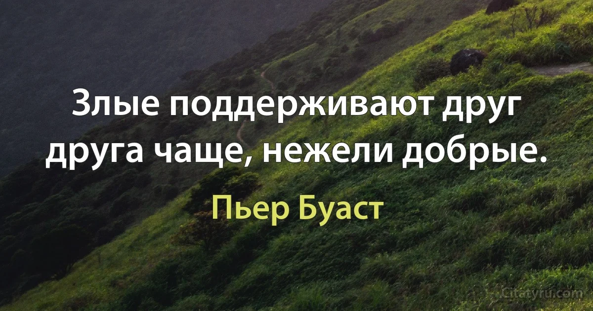 Злые поддерживают друг друга чаще, нежели добрые. (Пьер Буаст)