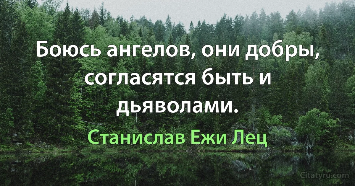 Боюсь ангелов, они добры, согласятся быть и дьяволами. (Станислав Ежи Лец)