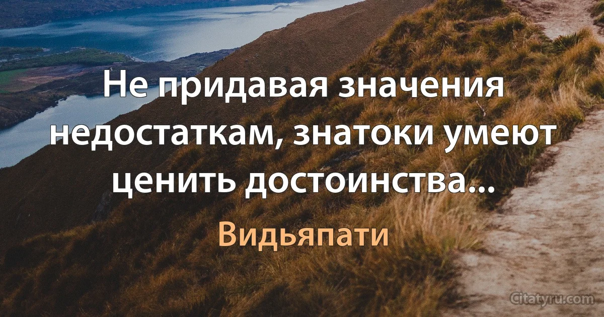 Не придавая значения недостаткам, знатоки умеют ценить достоинства... (Видьяпати)