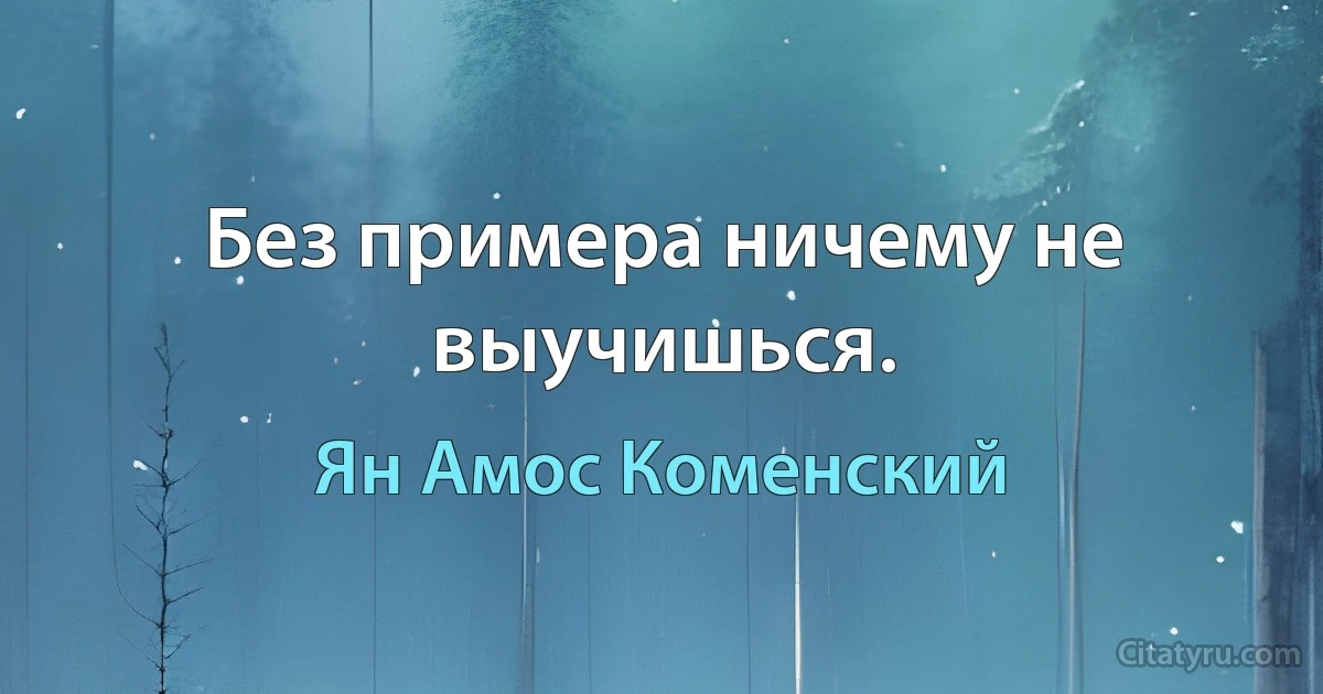 Без примера ничему не выучишься. (Ян Амос Коменский)