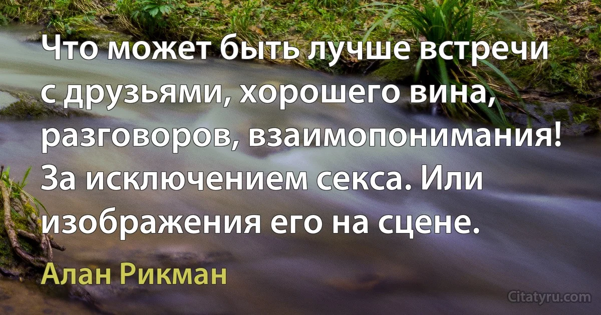 Что может быть лучше встречи с друзьями, хорошего вина, разговоров, взаимопонимания! За исключением секса. Или изображения его на сцене. (Алан Рикман)