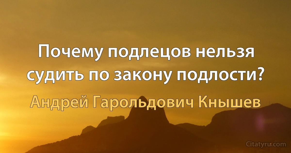 Почему подлецов нельзя судить по закону подлости? (Андрей Гарольдович Кнышев)